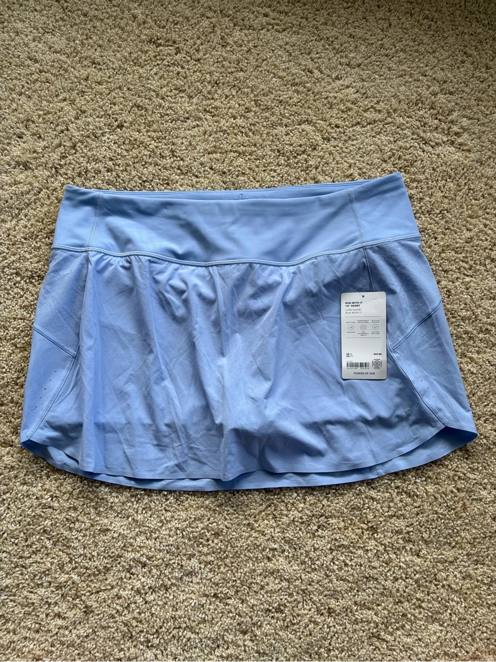 NWT Athleta Run With It High Rise 14" Skort XL Periwinkle Blue Tennis Golf